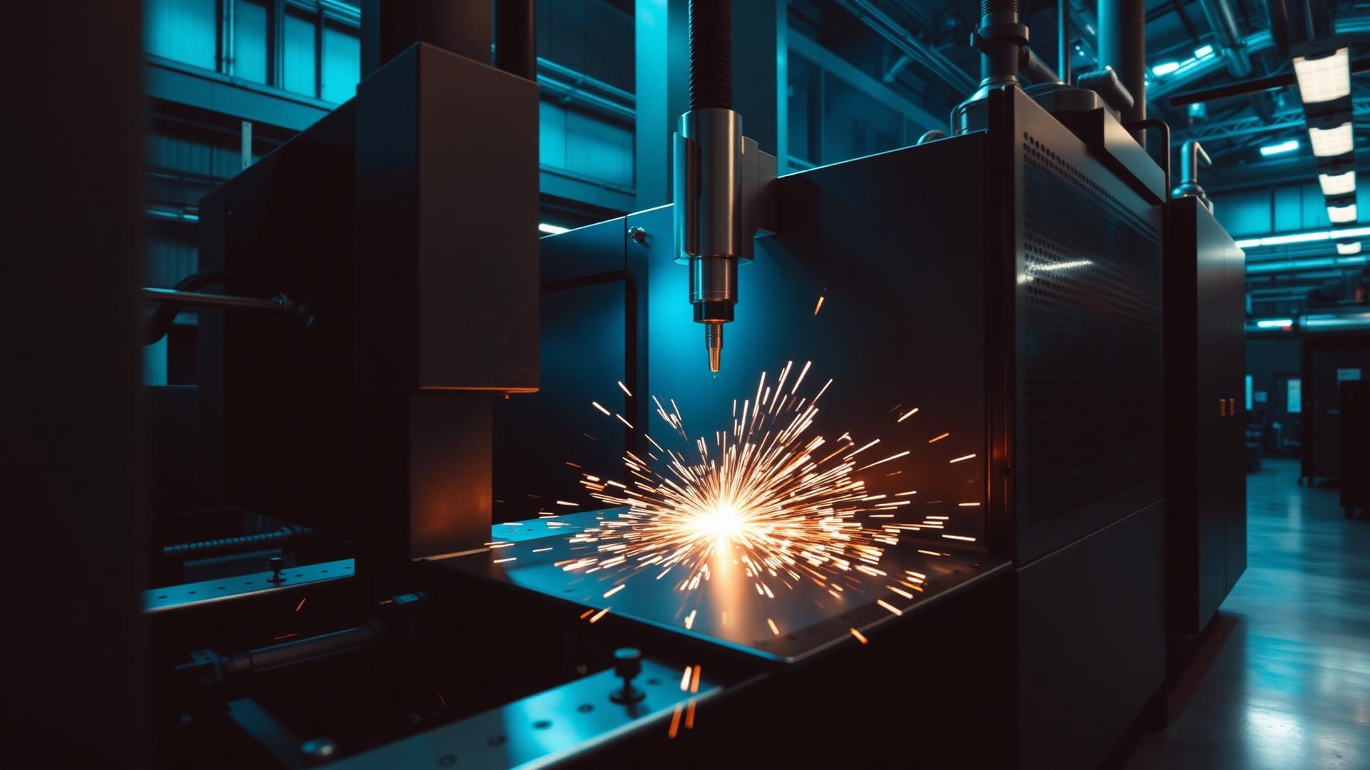 Sistema industrial a laser em operação